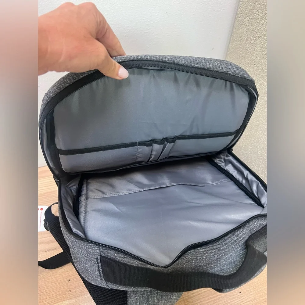 Men's Grey & Black Backpack